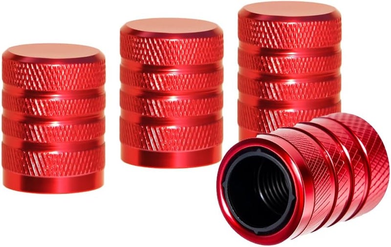 SYSDTTD 4-Piece Anodized Aluminum-Plastic Composite Tire Valve Stem Caps with Integrated Plastic Sleeve,Corrosion-Resistant and Universal Fit,Suitable for Cars, Trucks, and Motorcycles (Red) - Image 1